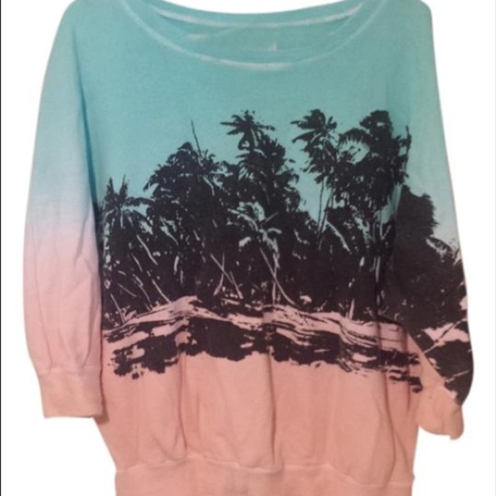 Size Small Billabong Peach and Teal Ombre Palm Trees Sweatshirt/Hoodie